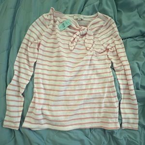 BRAND NEW W TAGS loft scarlet/white striped sweater with bow